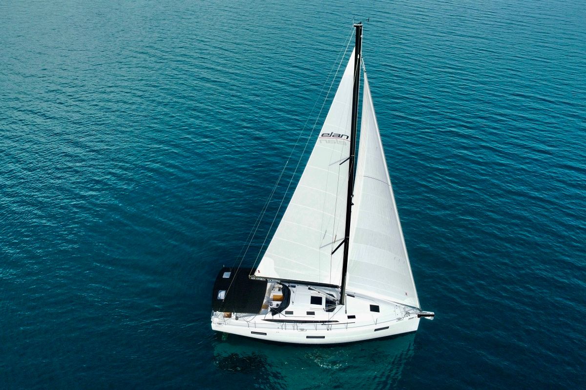 Exterior view of A'more, a Elan Impression 45 sailboat at Pirovac, Croatia