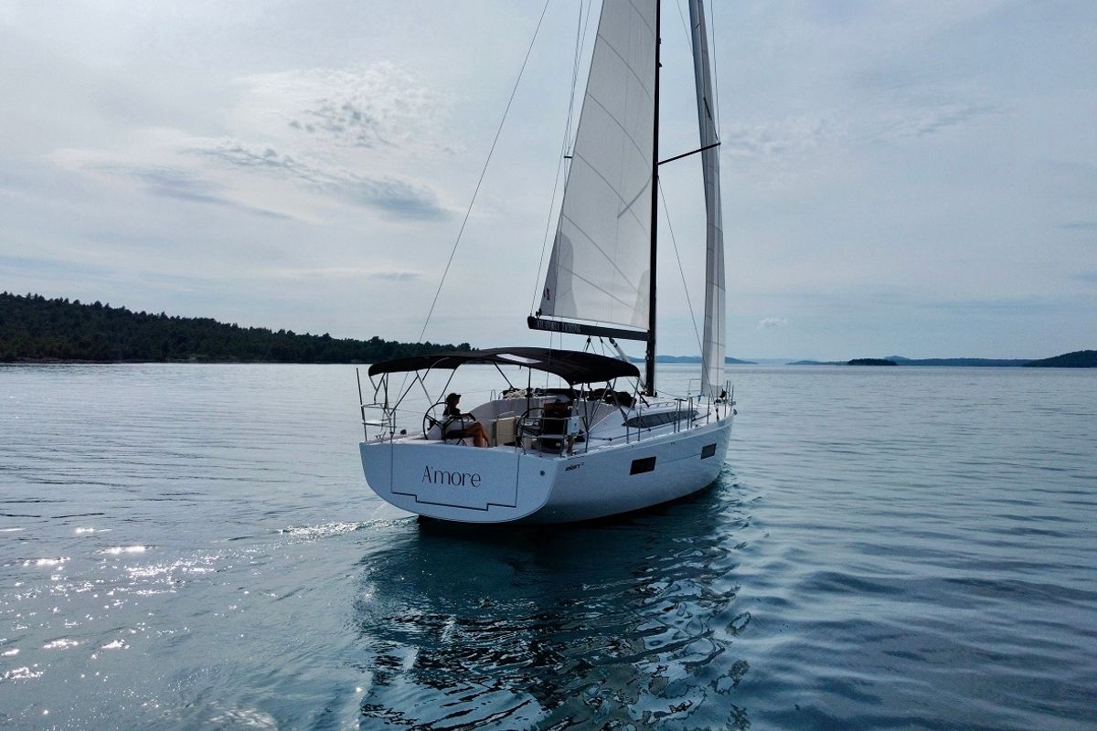 Exterior view of A'more, a Elan Impression 45 sailboat at Pirovac, Croatia