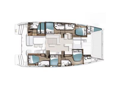 Floor plan of Moorings 5200 - 6 Exclusive Plus, a Leopard 52 catamaran at Fethiye, Turkey
