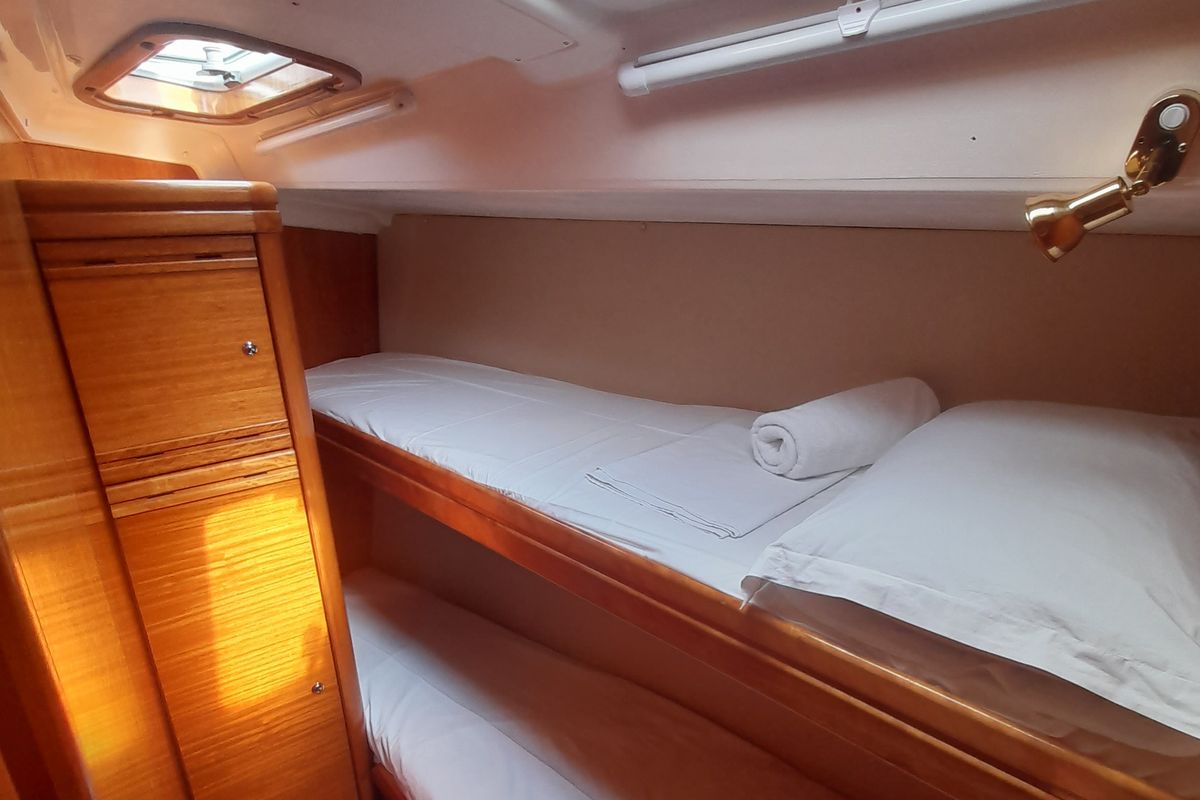 Cabin on Wave Dancer, a Bavaria 50 Cruiser sailboat at Municipal Unit of Lefkada, Greece