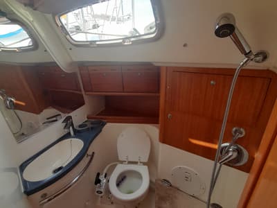 Head on Wave Dancer, a Bavaria 50 Cruiser sailboat at Municipal Unit of Lefkada, Greece