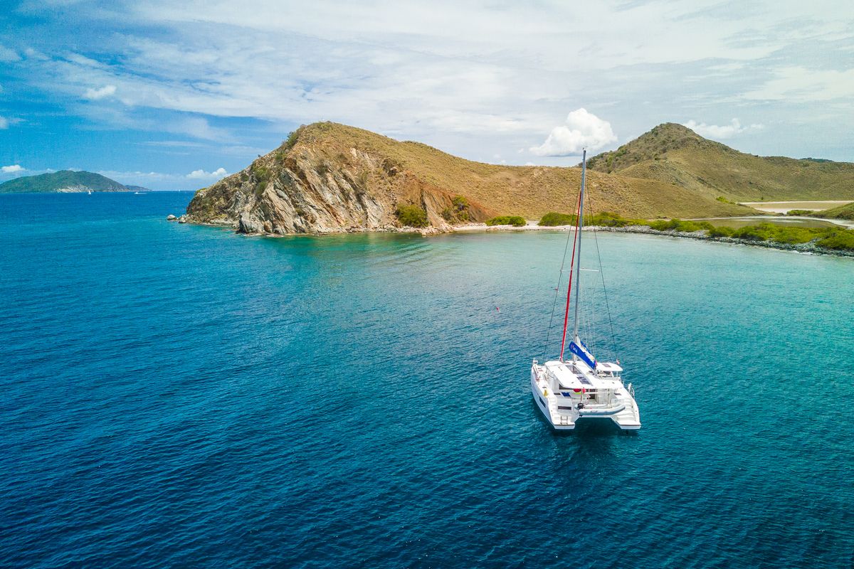 Exterior view of Sunsail 454 Classic, a Leopard 45 catamaran at Eden Island Marina, Seychelles