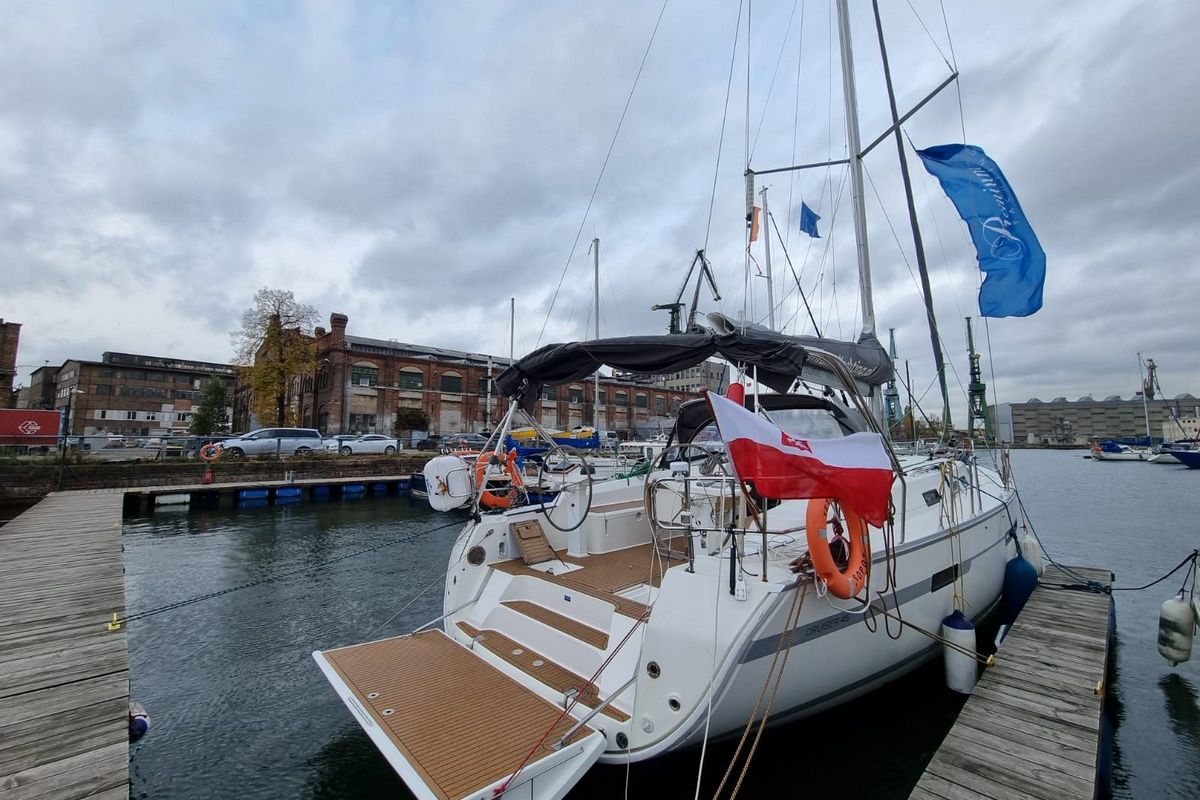 Exterior view of Tetras, a Bavaria 45 sailboat at Gdańsk, Poland