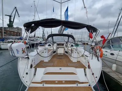 Cockpit of Tetras, a Bavaria 45 sailboat at Gdańsk, Poland