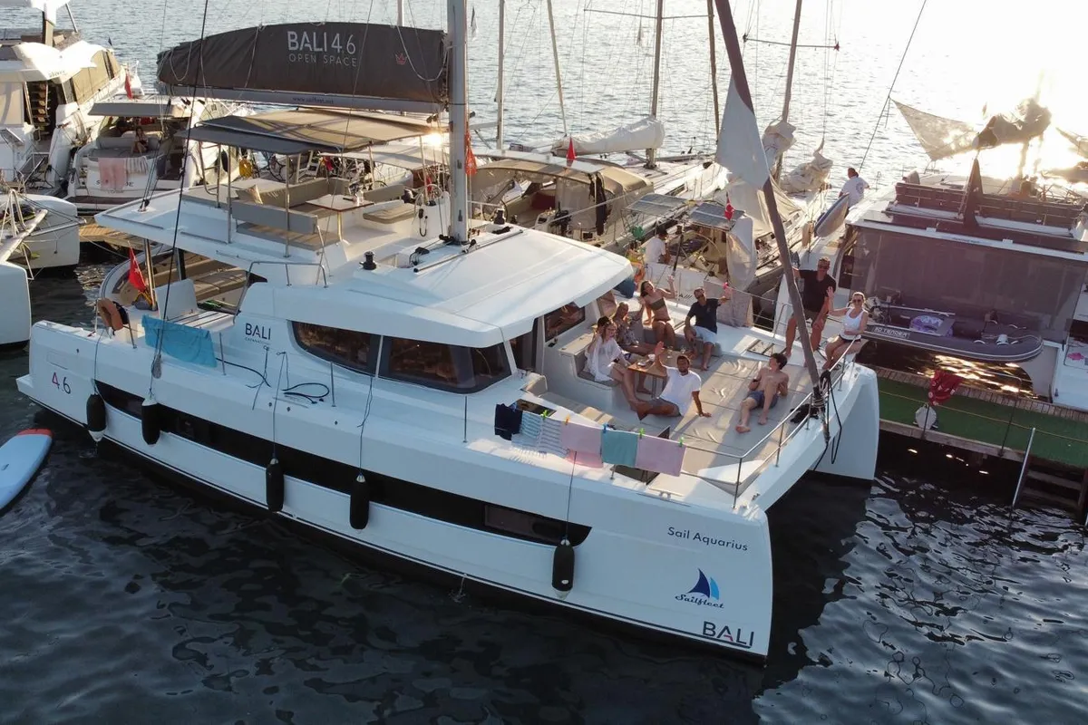 Sail Aquarius, a Bali 4.6 catamaran at Marmaris, Turkey