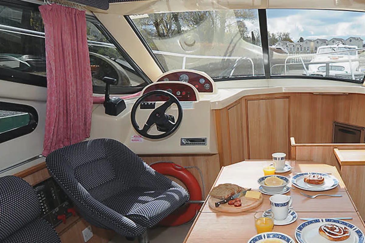 Cockpit of Consul - Budget 2, a Cygnet Consul motorboat at Vinkeveen, Netherlands
