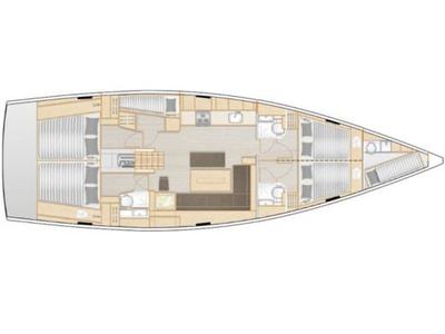 Floor plan of Aktea, a Hanse Yachts Hanse 508 sailboat at Lavreotiki Municipal Unit, Greece