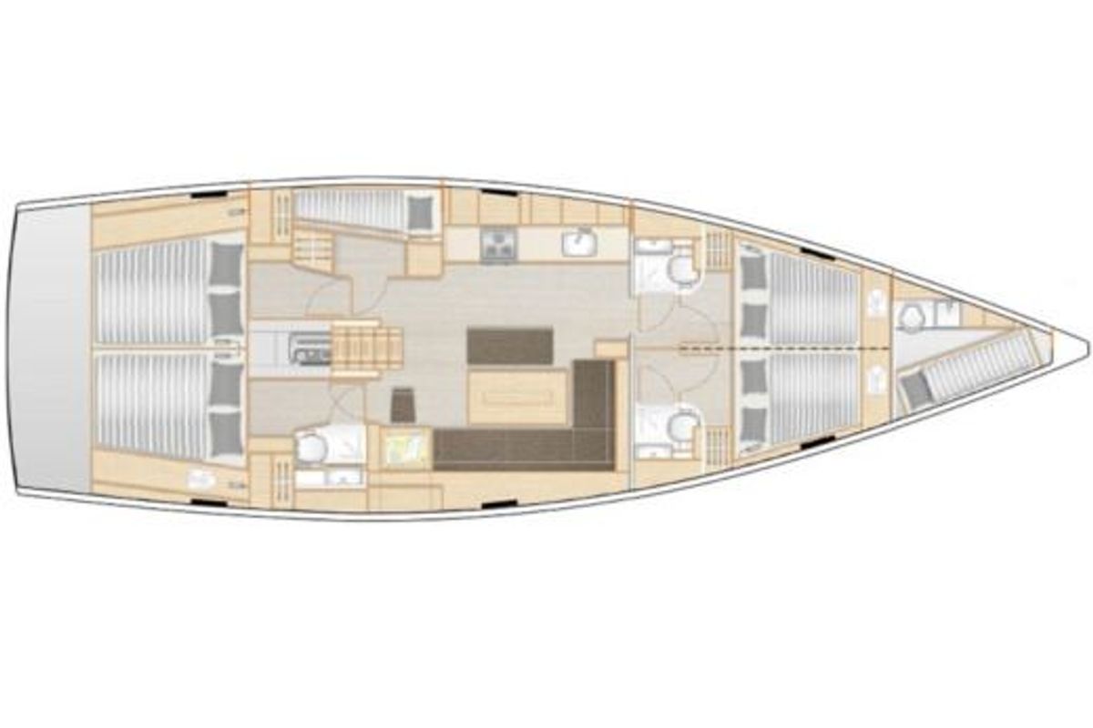 Floor plan of Aktea, a Hanse Yachts Hanse 508 sailboat at Lavreotiki Municipal Unit, Greece