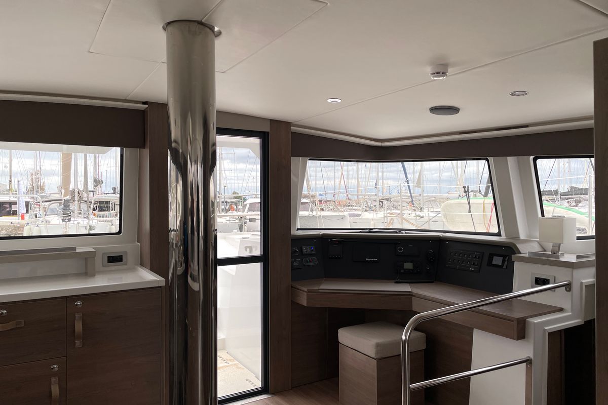 Salon of Poseidon, a Bali 4.6 catamaran at Athens, Greece