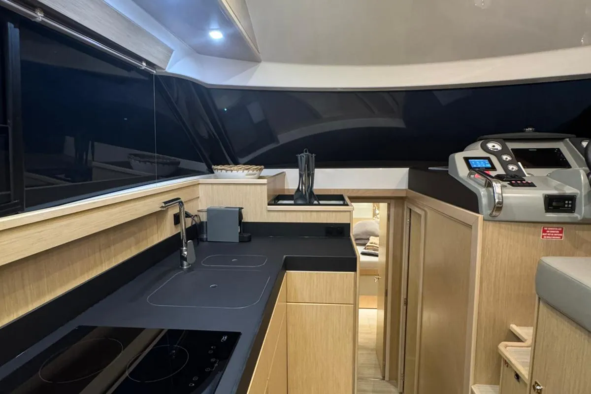 Lana, a Bavaria Virtess 420 Fly yacht at Grad Trogir, Croatia