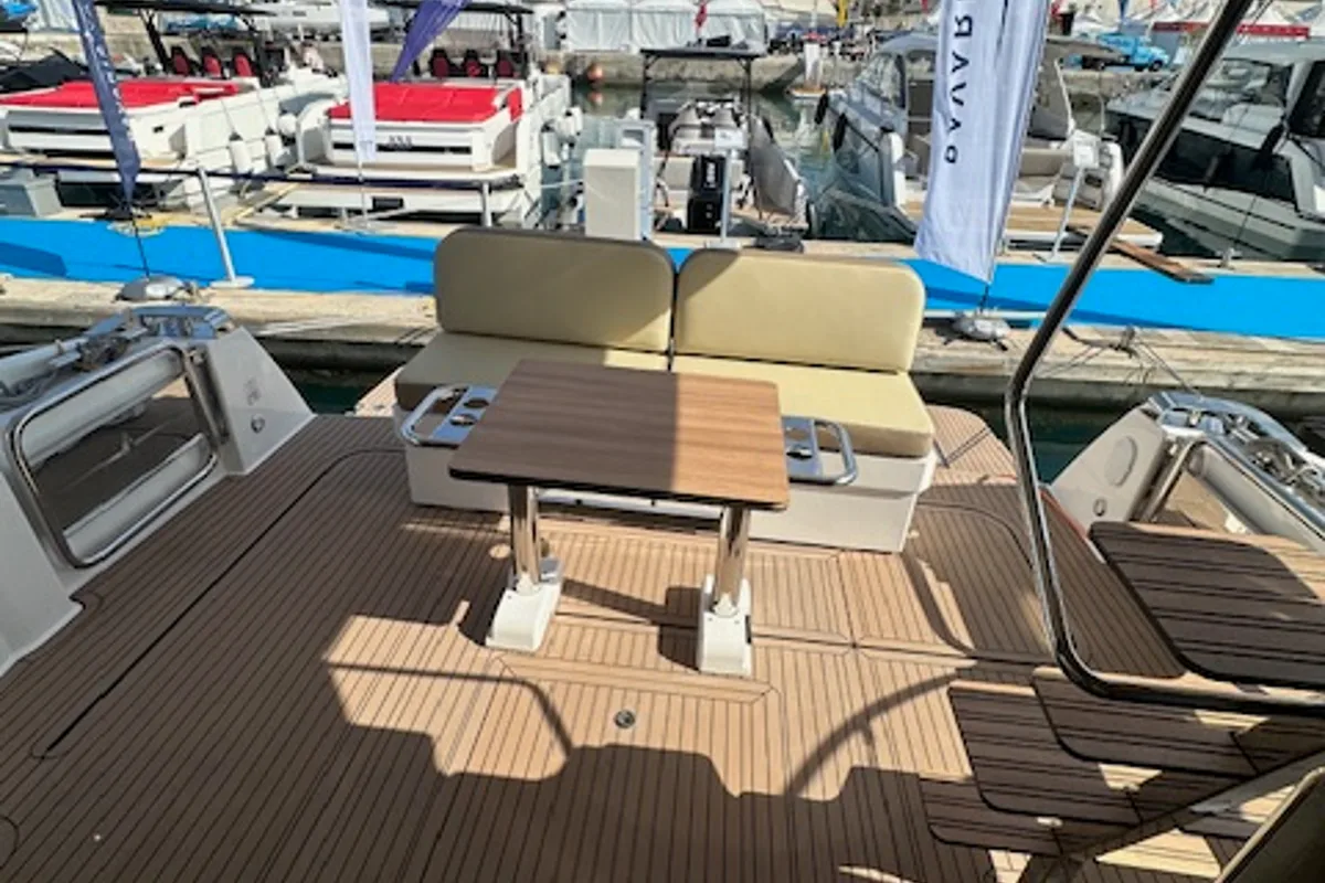 Lana, a Bavaria Virtess 420 Fly yacht at Grad Trogir, Croatia