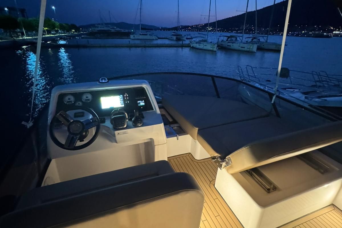 Lana, a Bavaria Virtess 420 Fly yacht at Grad Trogir, Croatia