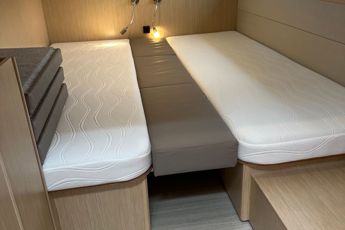 Lana, a Bavaria Virtess 420 Fly yacht at Grad Trogir, Croatia