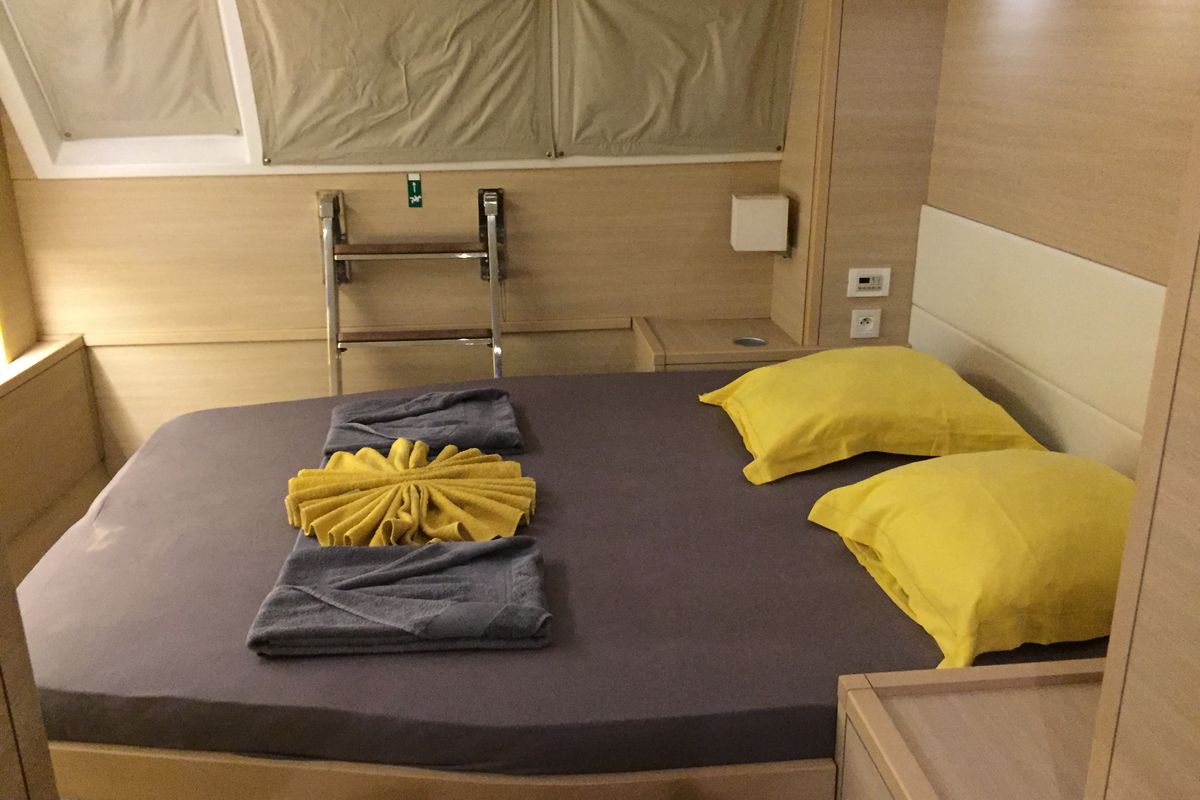 Cabin on Marlena, a Lagoon 620 catamaran at Eden Island Marina, Seychelles