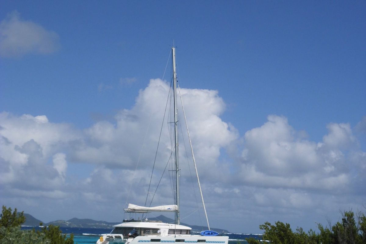 Exterior view of Marlena, a Lagoon 620 catamaran at Eden Island Marina, Seychelles