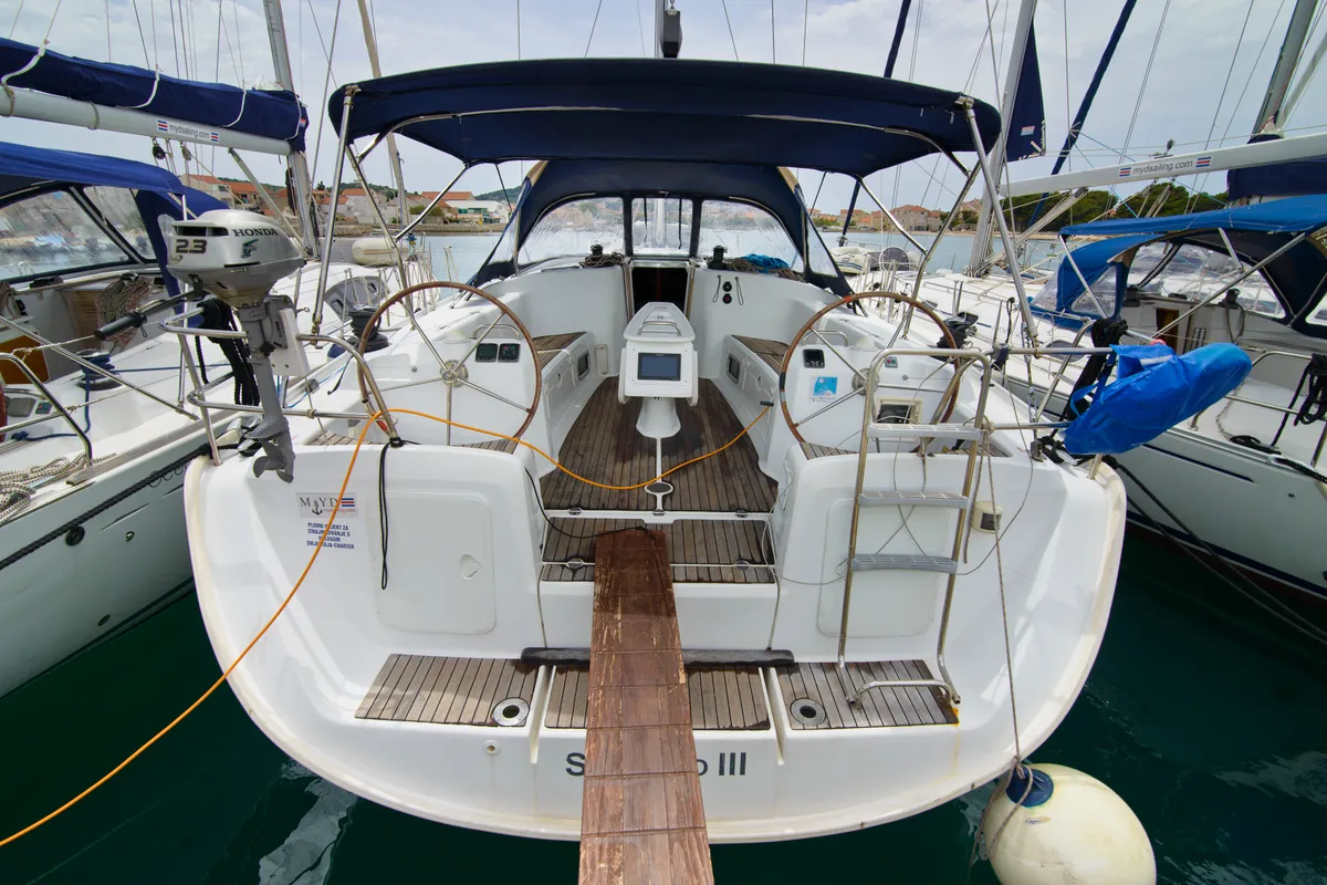 Exterior view of Saphi So III, a Beneteau Cyclades 50.5 sailboat at Betina, Croatia