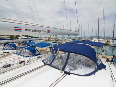 Deck of Saphi So III, a Beneteau Cyclades 50.5 sailboat at Betina, Croatia