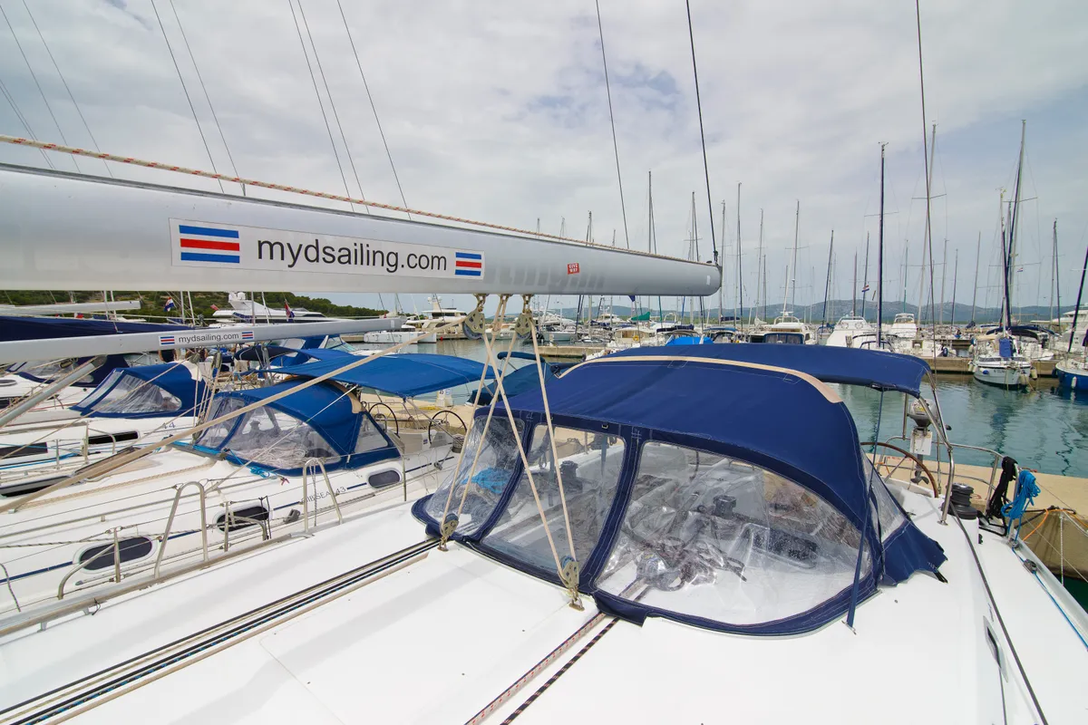 Deck of Saphi So III, a Beneteau Cyclades 50.5 sailboat at Betina, Croatia