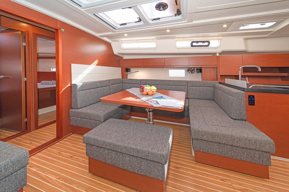 Salon of Lixi, a Hanse Yachts Hanse 458 sailboat at Kos, Greece