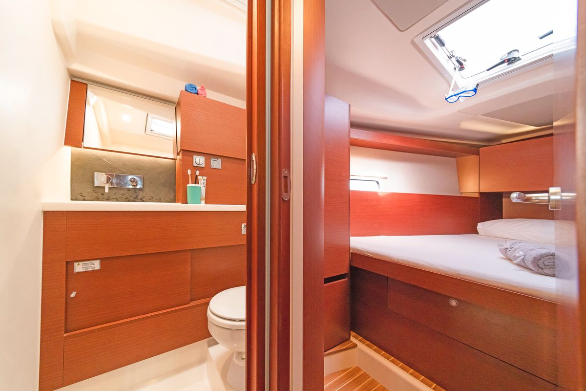 Salon of Lixi, a Hanse Yachts Hanse 458 sailboat at Kos, Greece