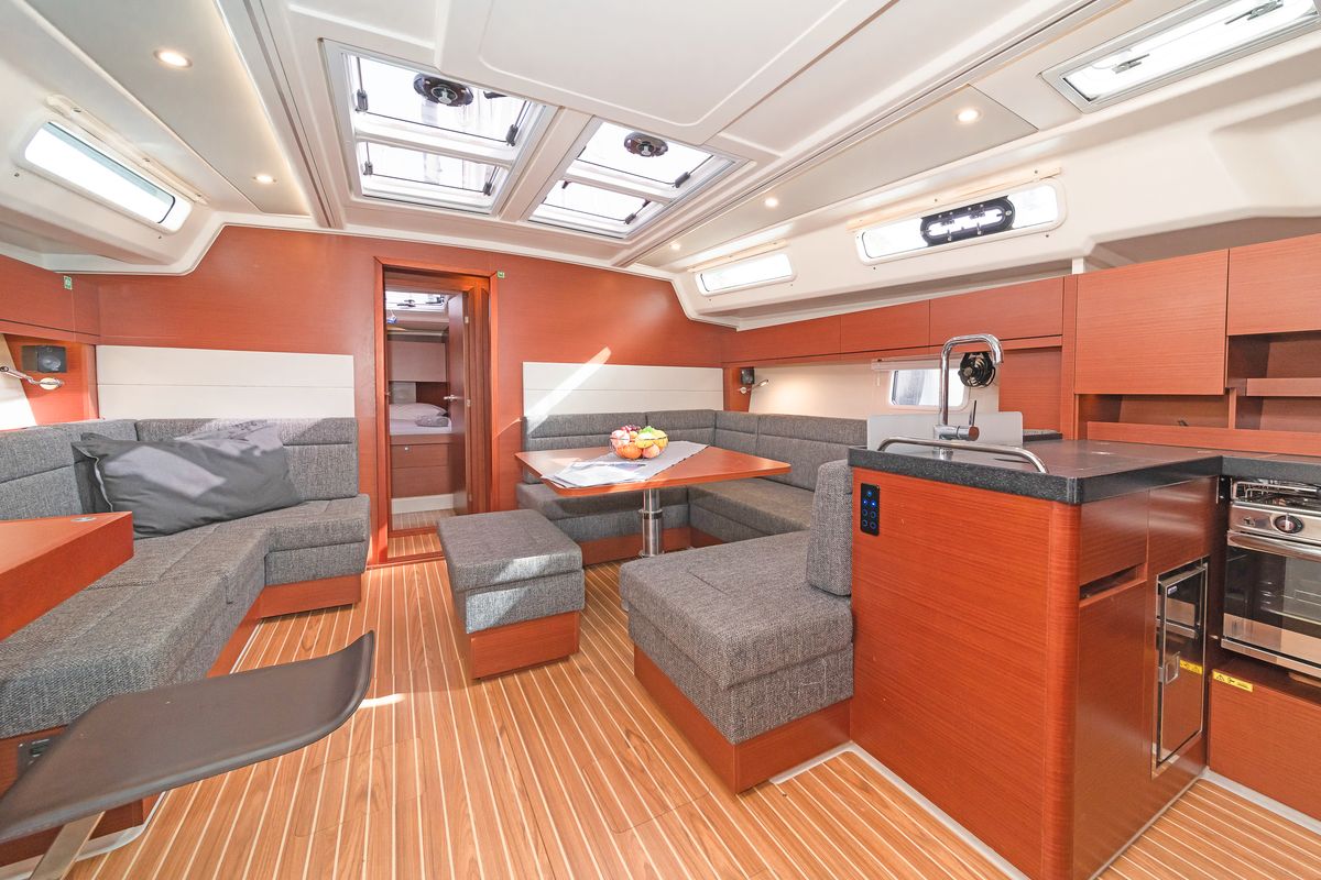 Salon of Lixi, a Hanse Yachts Hanse 458 sailboat at Kos, Greece
