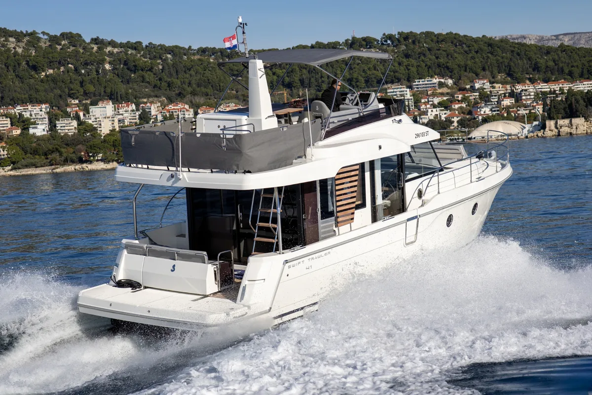 Exterior view of AELIA, a Beneteau Swift Trawler 41 yacht at Split, Croatia