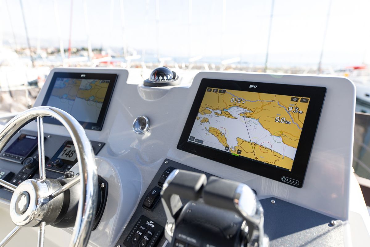 Cockpit of AELIA, a Beneteau Swift Trawler 41 yacht at Split, Croatia