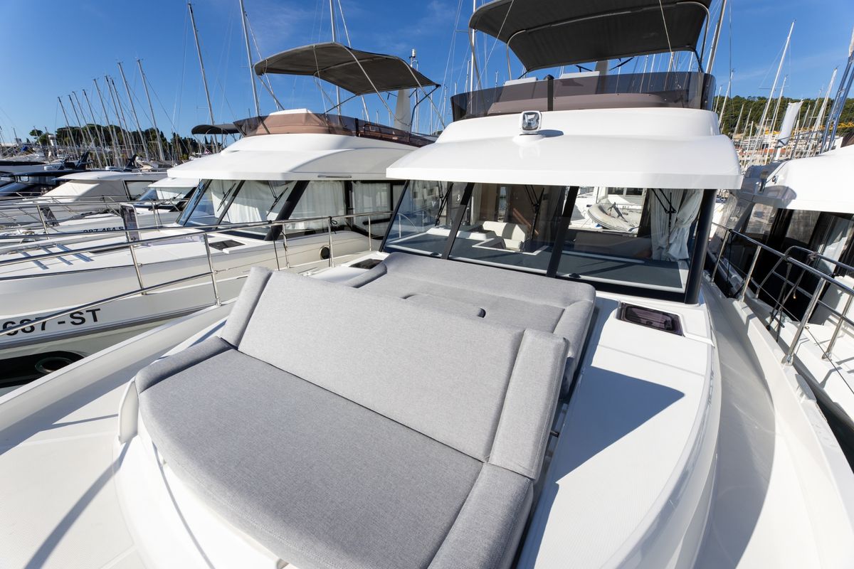 Deck of AELIA, a Beneteau Swift Trawler 41 yacht at Split, Croatia