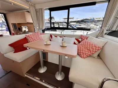 Salon of AELIA, a Beneteau Swift Trawler 41 yacht at Split, Croatia