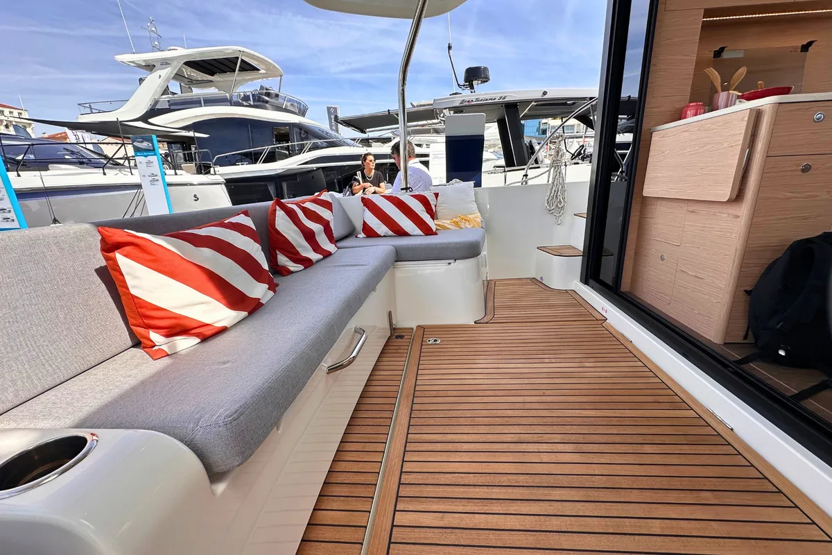 Deck of AELIA, a Beneteau Swift Trawler 41 yacht at Split, Croatia