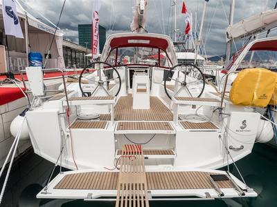 Deck of Majano, a Beneteau Oceanis 38.1 sailboat at Split, Croatia