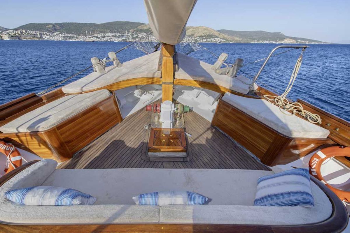 Deck of Grandi, a Gulet Gulet gulet at Bodrum, Turkey