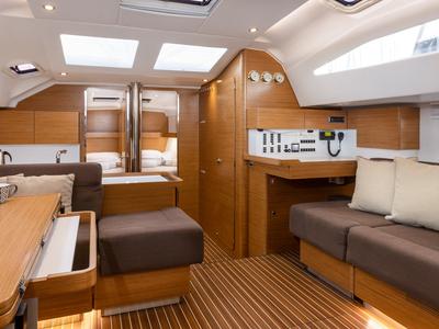 Salon of Biondi, a Elan Impression 50 sailboat at Grad Kaštela, Croatia