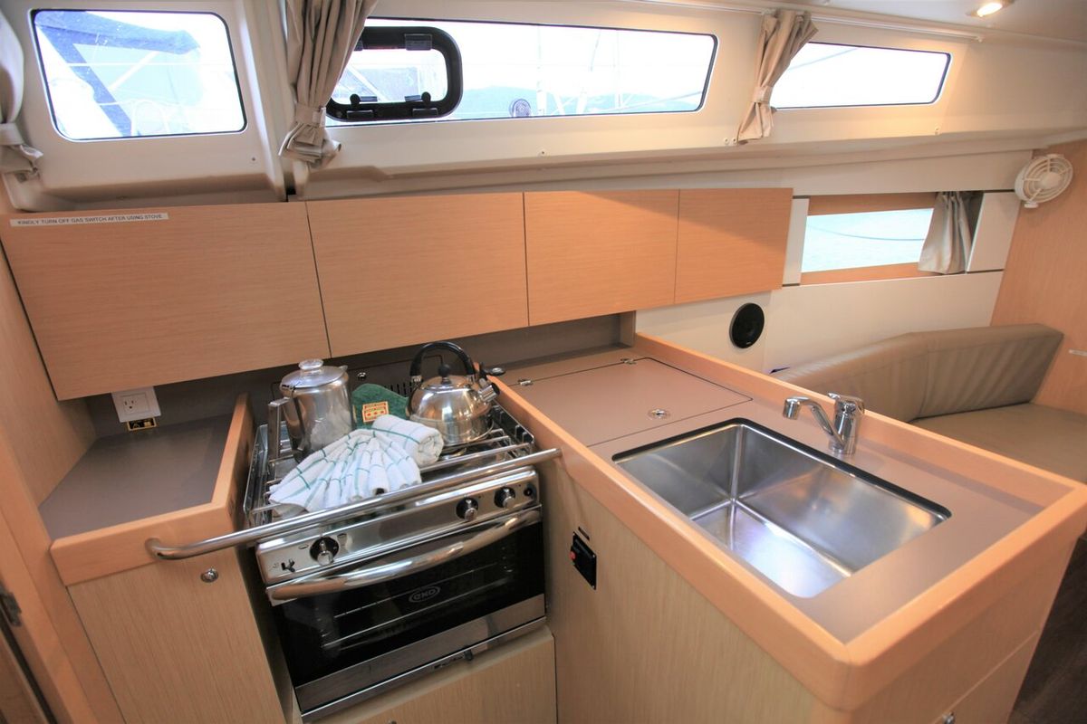 Galley of Big Blue, a Beneteau Oceanis 35.1 sailboat at Road Town, British Virgin Islands
