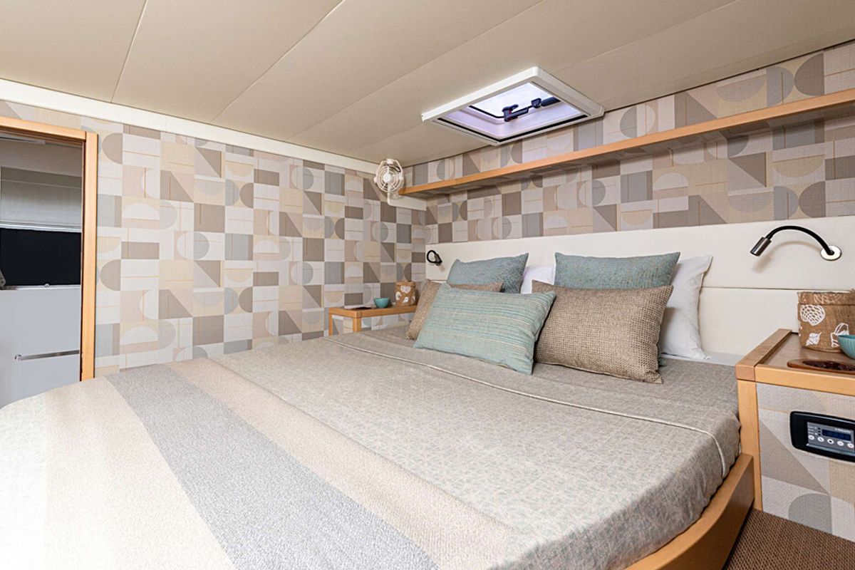 Cabin on Queen Of Diamonds, a Lagoon 52 catamaran at Athens, Greece