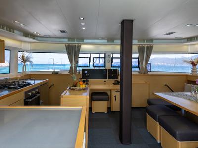 Salon of Queen Of Diamonds, a Lagoon 52 catamaran at Athens, Greece
