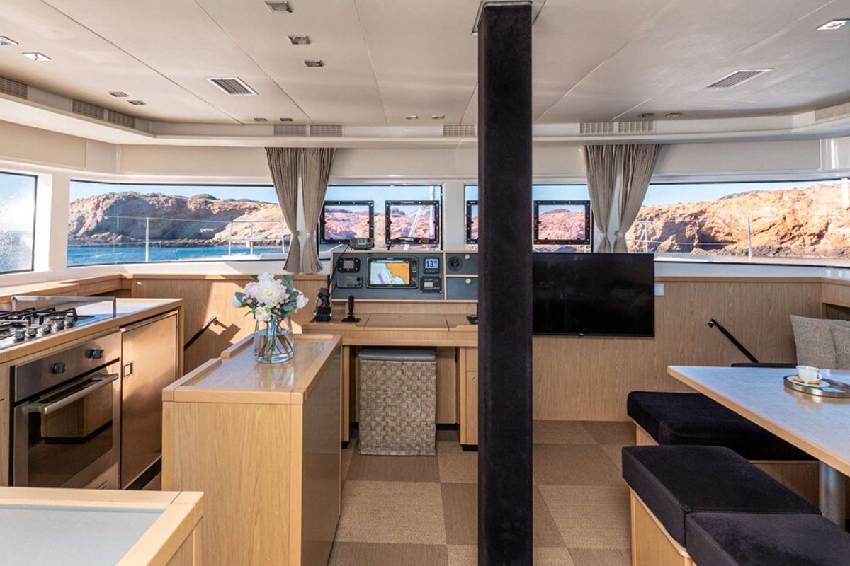 Galley of Queen Of Diamonds, a Lagoon 52 catamaran at Athens, Greece