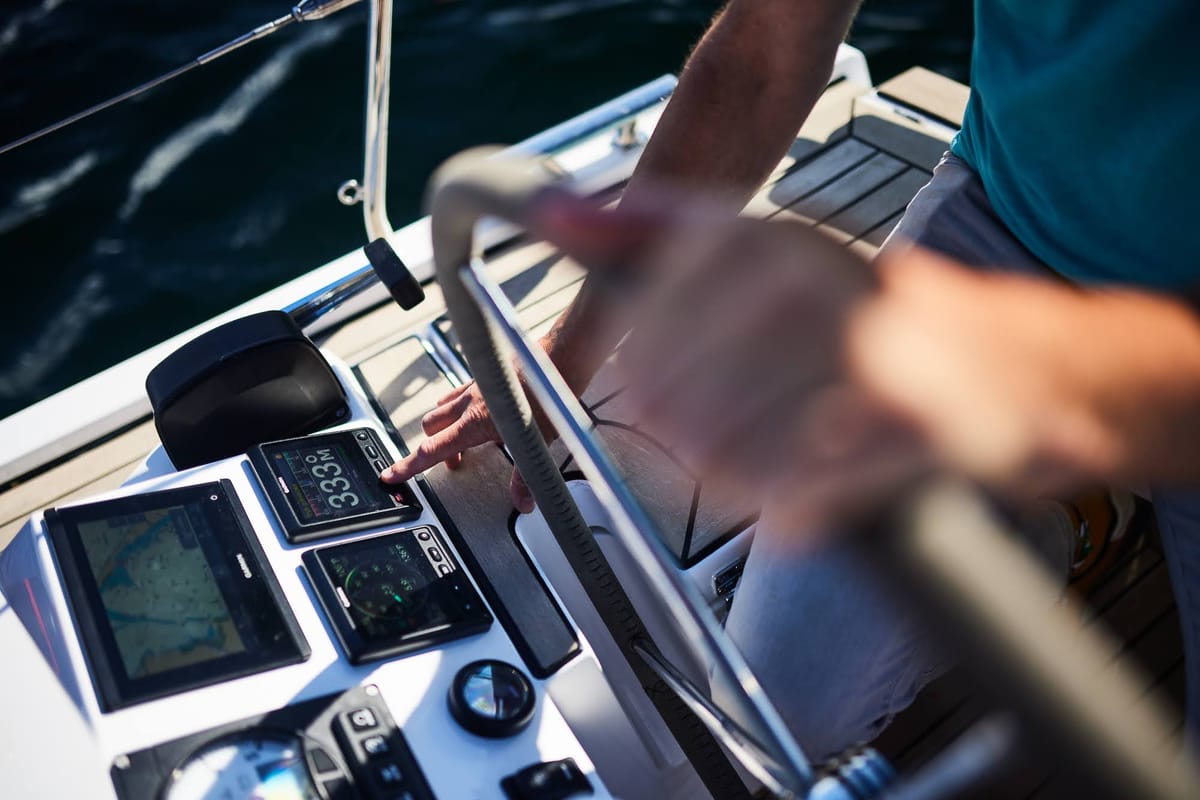 Cockpit of Angelmiles 2, a Northman Maxus 35 sailboat at Valencia, Spain
