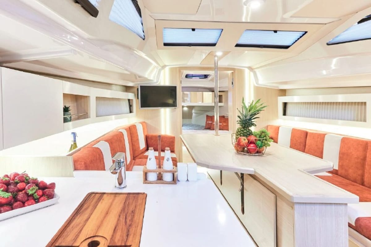 Galley of Angelmiles 2, a Northman Maxus 35 sailboat at Valencia, Spain