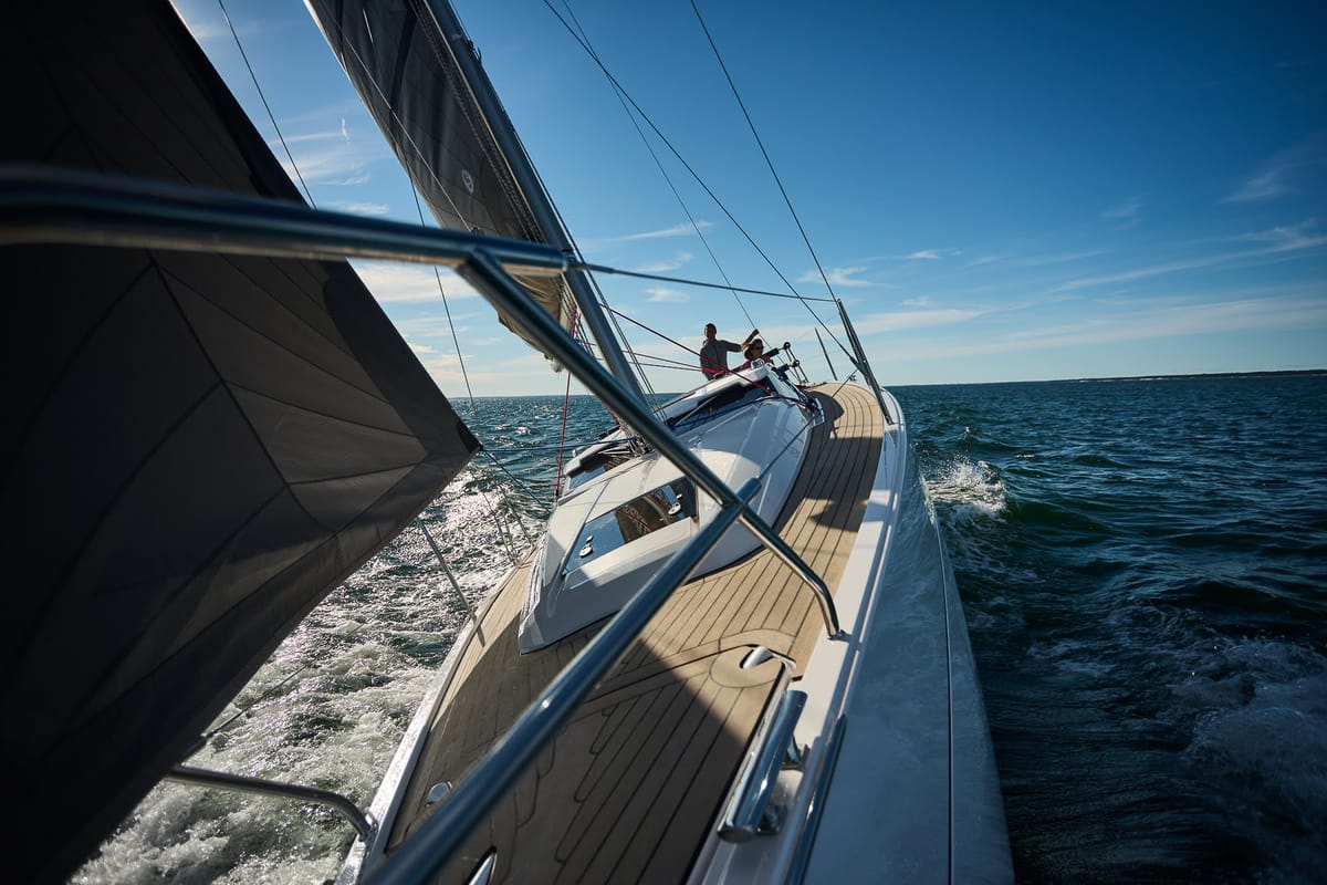 Deck of Angelmiles 2, a Northman Maxus 35 sailboat at Valencia, Spain