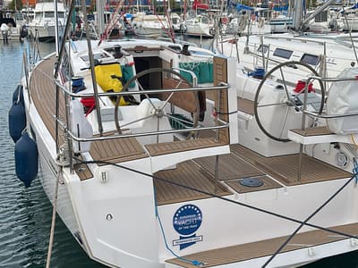 Deck of Angelmiles 2, a Northman Maxus 35 sailboat at Valencia, Spain