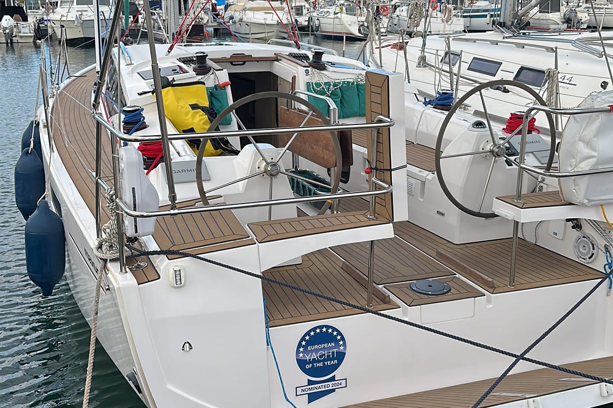 Deck of Angelmiles 2, a Northman Maxus 35 sailboat at Valencia, Spain