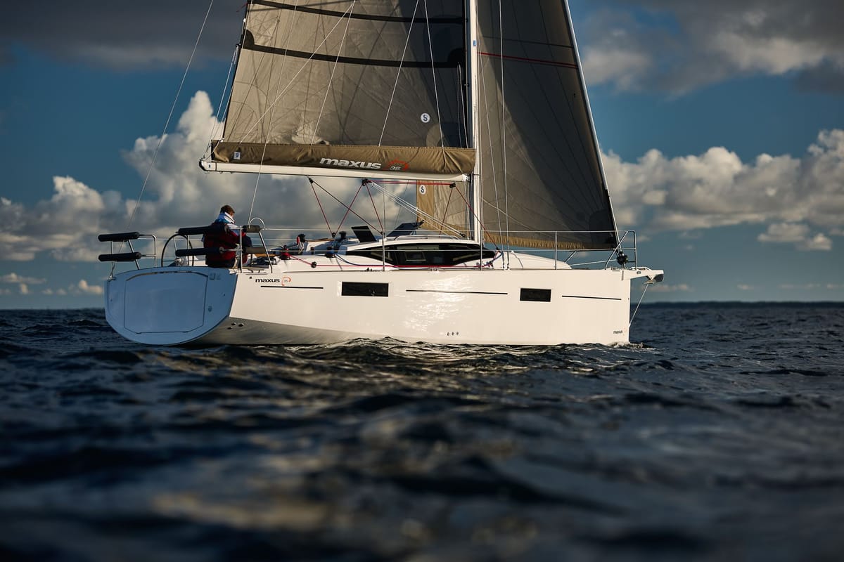 Exterior view of Angelmiles 2, a Northman Maxus 35 sailboat at Valencia, Spain