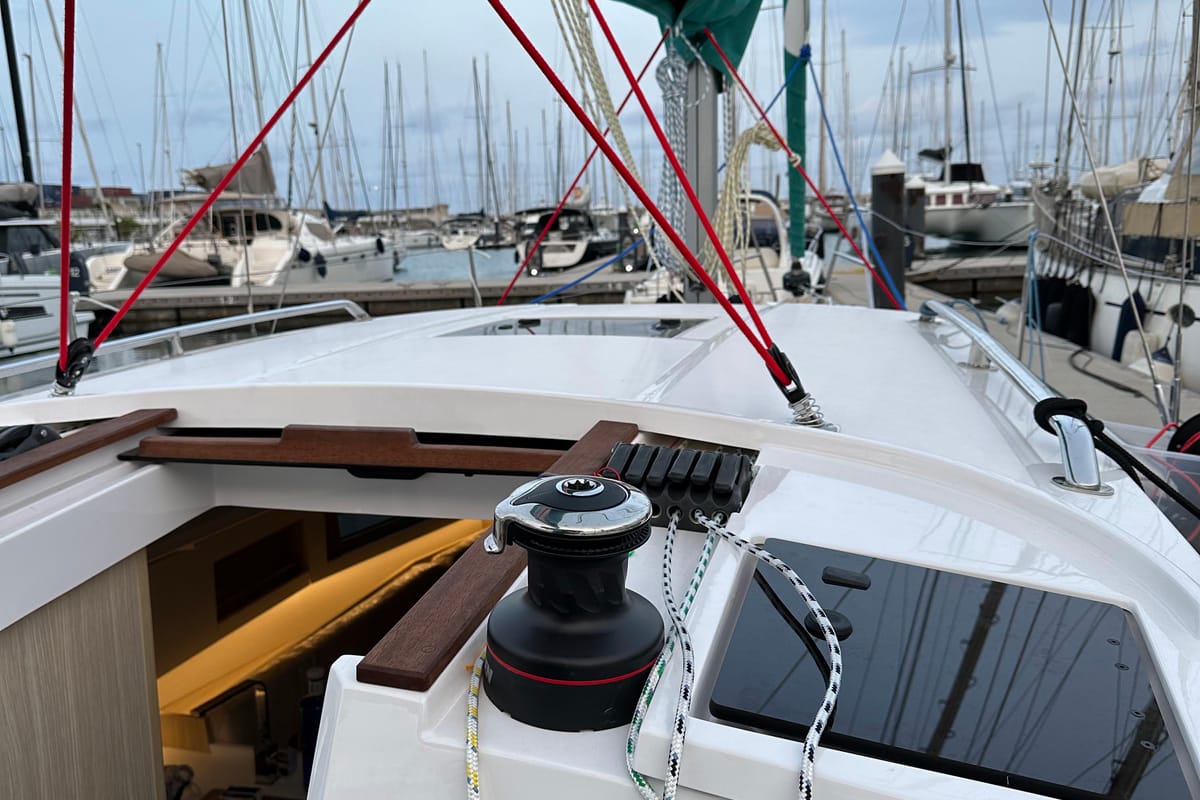 Deck of Angelmiles 2, a Northman Maxus 35 sailboat at Valencia, Spain