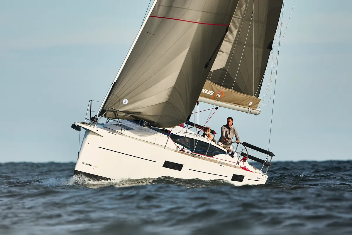 Exterior view of Angelmiles 2, a Northman Maxus 35 sailboat at Valencia, Spain