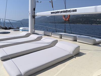 Deck of Premium, a Gulet Gulet gulet at Strožanac Donji, Croatia