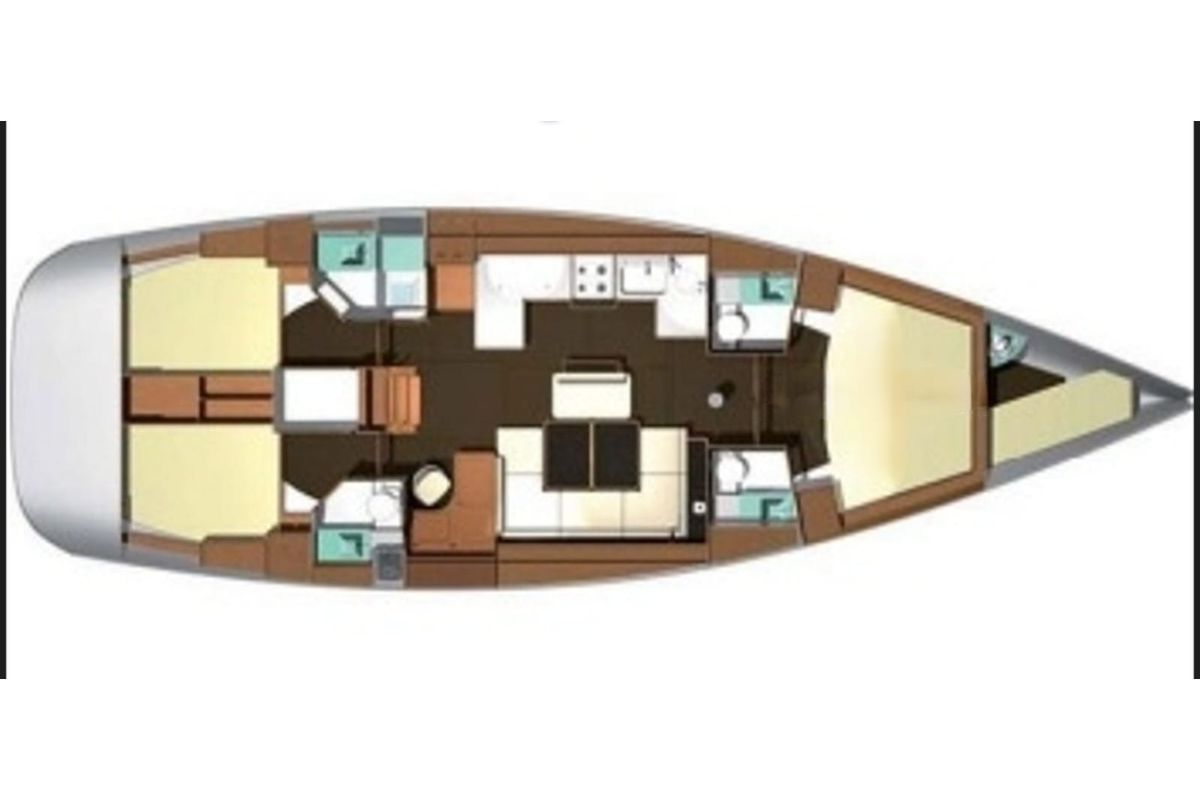 Floor plan of Rainbow, a Dufour 525 Grand Large sailboat at Capo d'Orlando, Italy