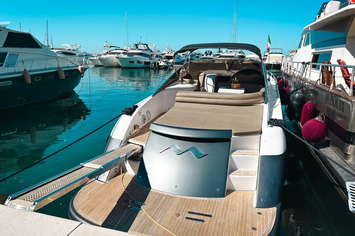Exterior view of Comfort, a Mig 50 motorboat at Salerno, Italy