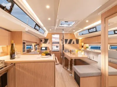 Galley of Zala, a Bavaria C38 sailboat at Grad Biograd na Moru, Croatia