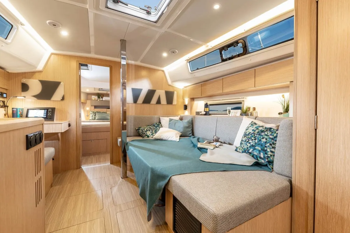 Salon of Zala, a Bavaria C38 sailboat at Grad Biograd na Moru, Croatia